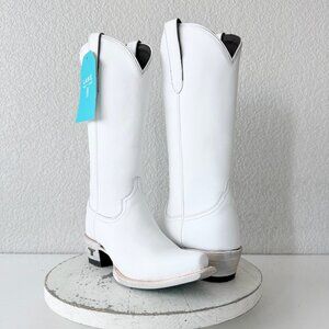 Lane EMMA JANE White Cowboy Boots Western Cowgirl Mid Calf Tall Snip Toe 6